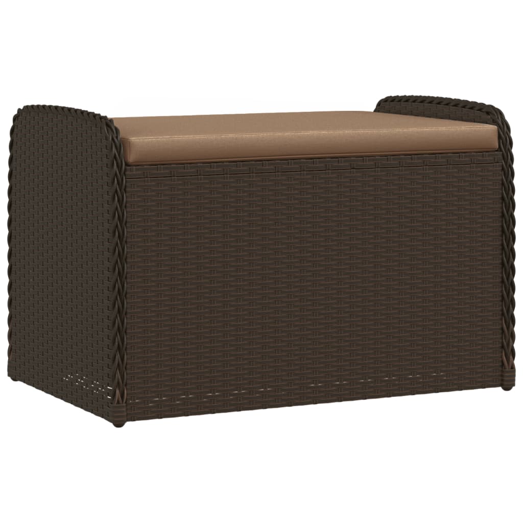 vidaXL Tuinbanken Opbergbankje met kussen 80x51x52 cm poly rattan bruin