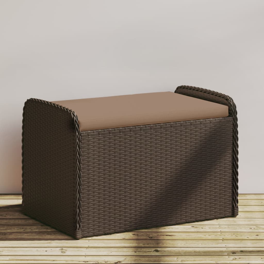 vidaXL Tuinbanken Opbergbankje met kussen 80x51x52 cm poly rattan bruin