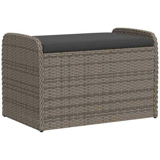 vidaXL Tuinbanken Opbergbankje met kussen 80x51x52 cm poly rattan grijs