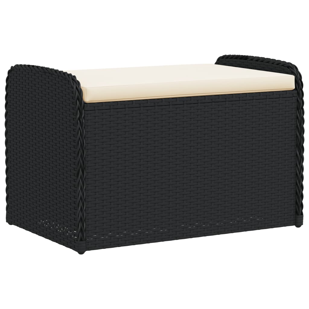 vidaXL Tuinbanken Opbergbankje met kussen 80x51x52 cm poly rattan zwart