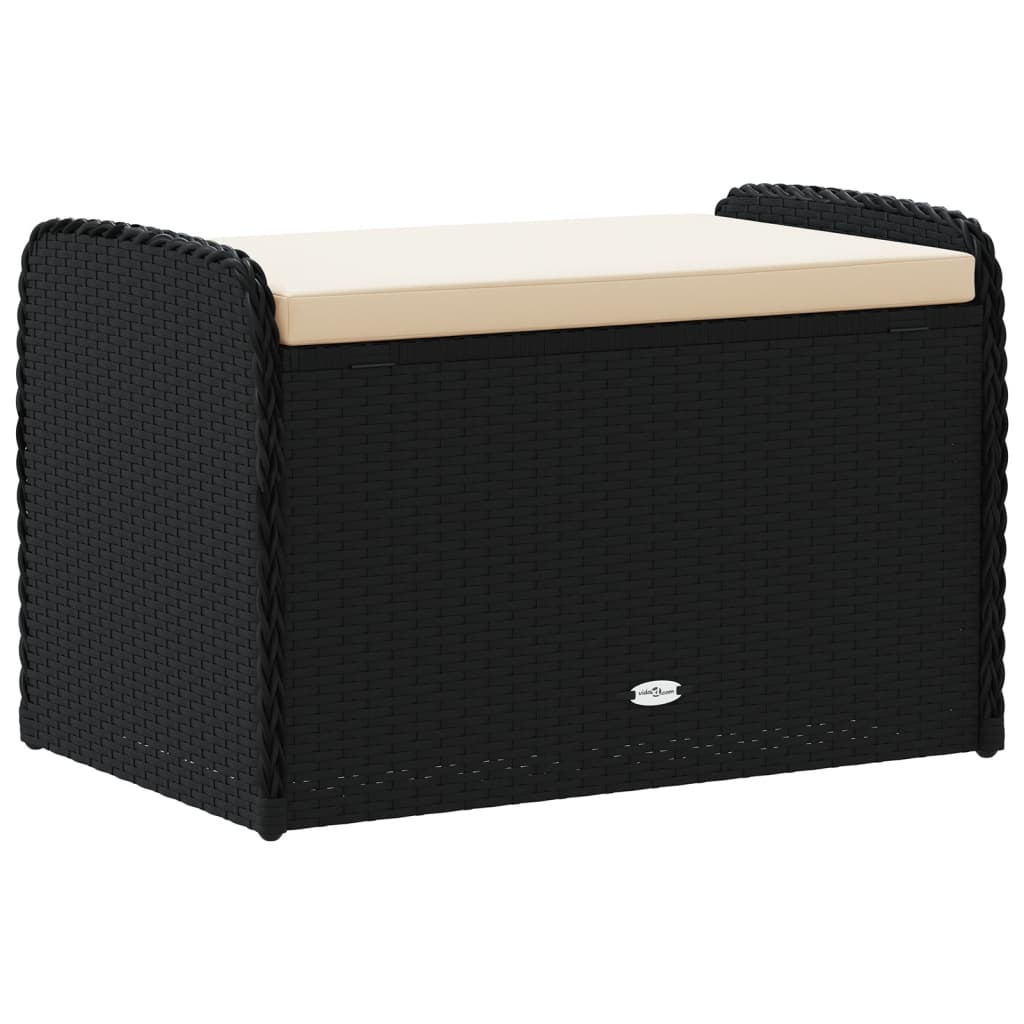 vidaXL Tuinbanken Opbergbankje met kussen 80x51x52 cm poly rattan zwart