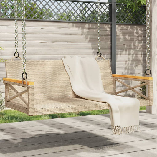 vidaXL Tuinbanken Schommelbank 109x62x40 cm poly rattan beige