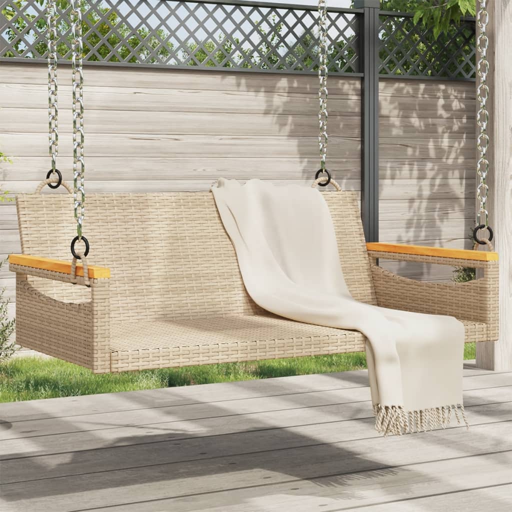 vidaXL Tuinbanken Schommelbank 109x62x40 cm poly rattan beige