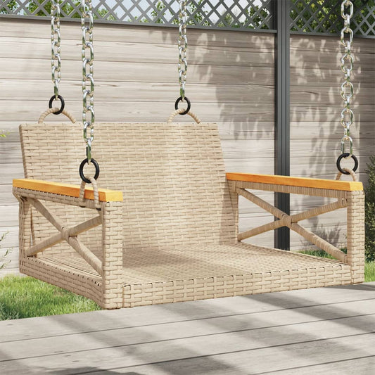 vidaXL Tuinbanken Schommelbank 63x62x40 cm poly rattan beige