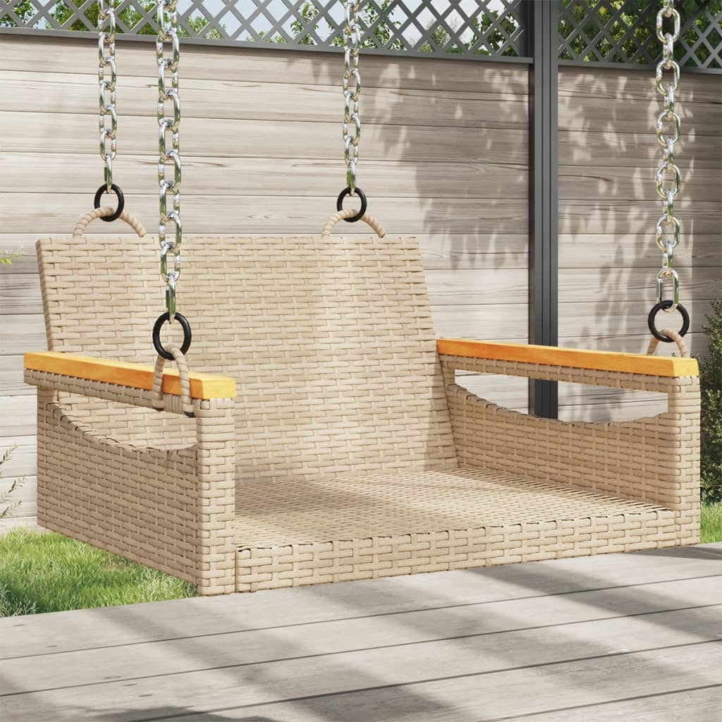 vidaXL Tuinbanken Schommelbank 63x62x40 cm poly rattan beige