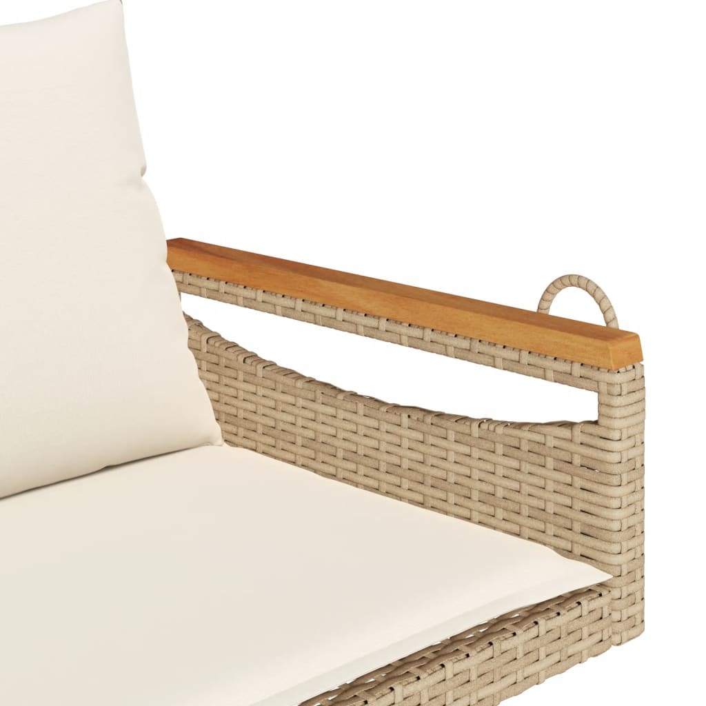 vidaXL Tuinbanken Schommelbank met kussens 109x62x40 cm poly rattan beige