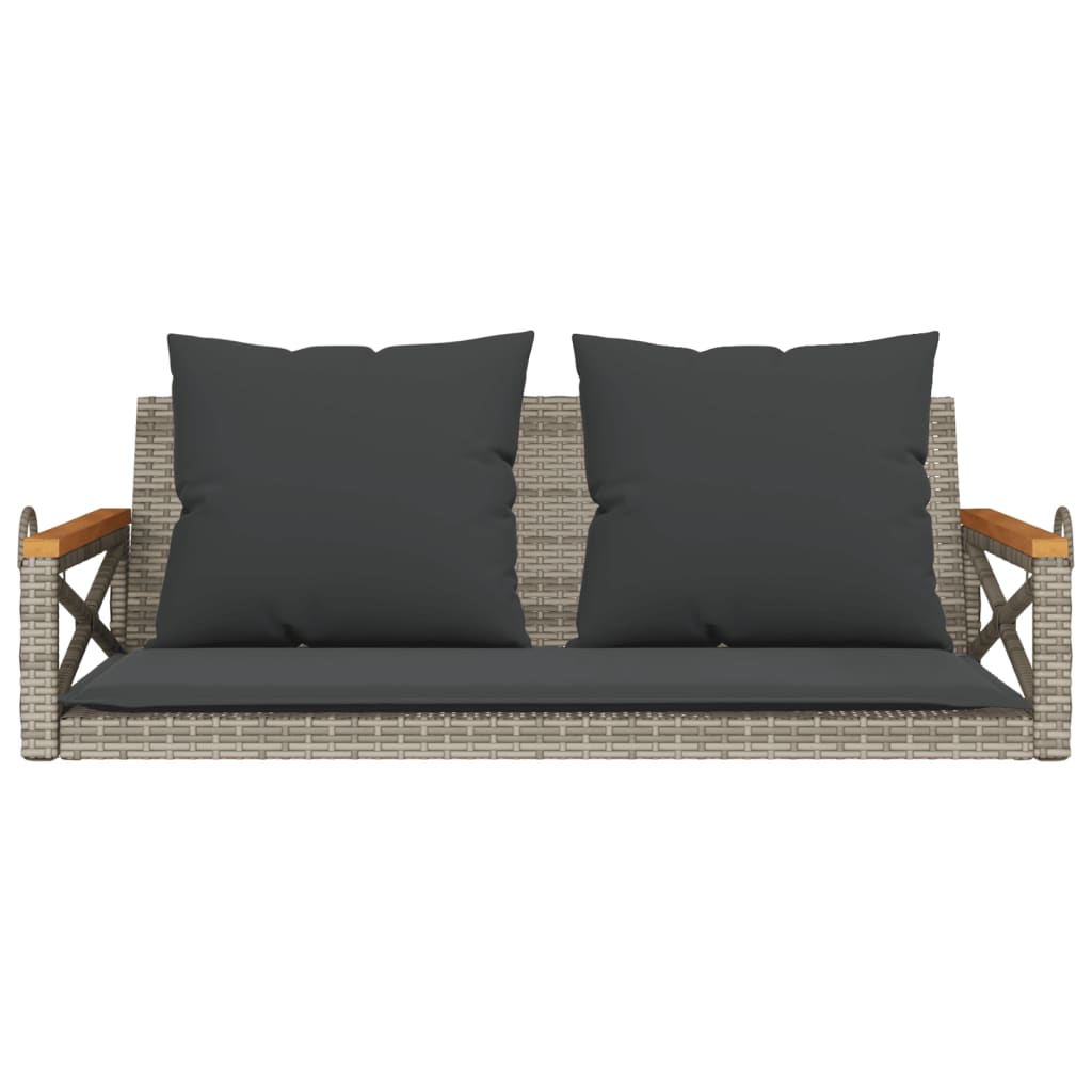 vidaXL Tuinbanken Schommelbank met kussens 109x62x40 cm poly rattan grijs