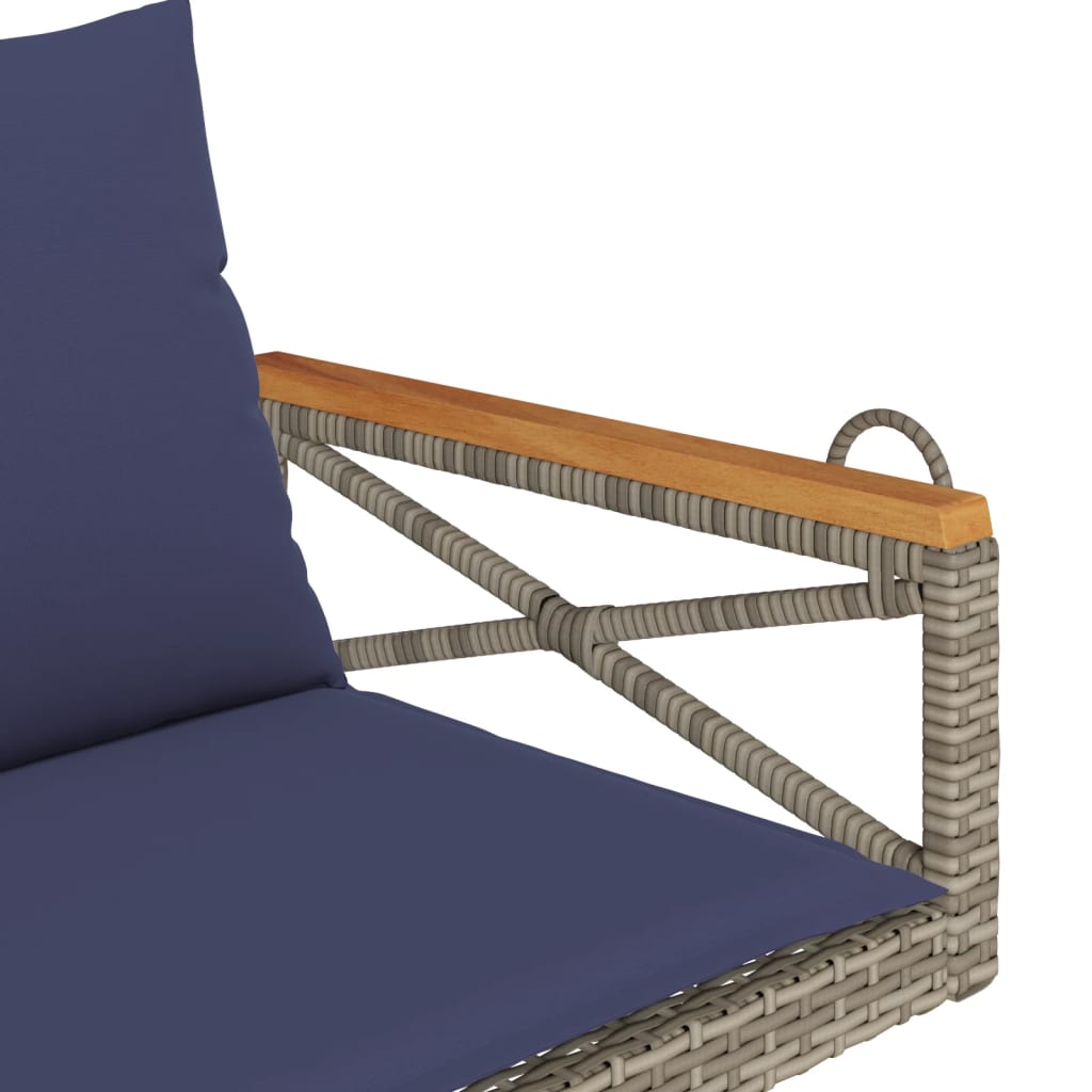 vidaXL Tuinbanken Schommelbank met kussens 109x62x40 cm poly rattan grijs