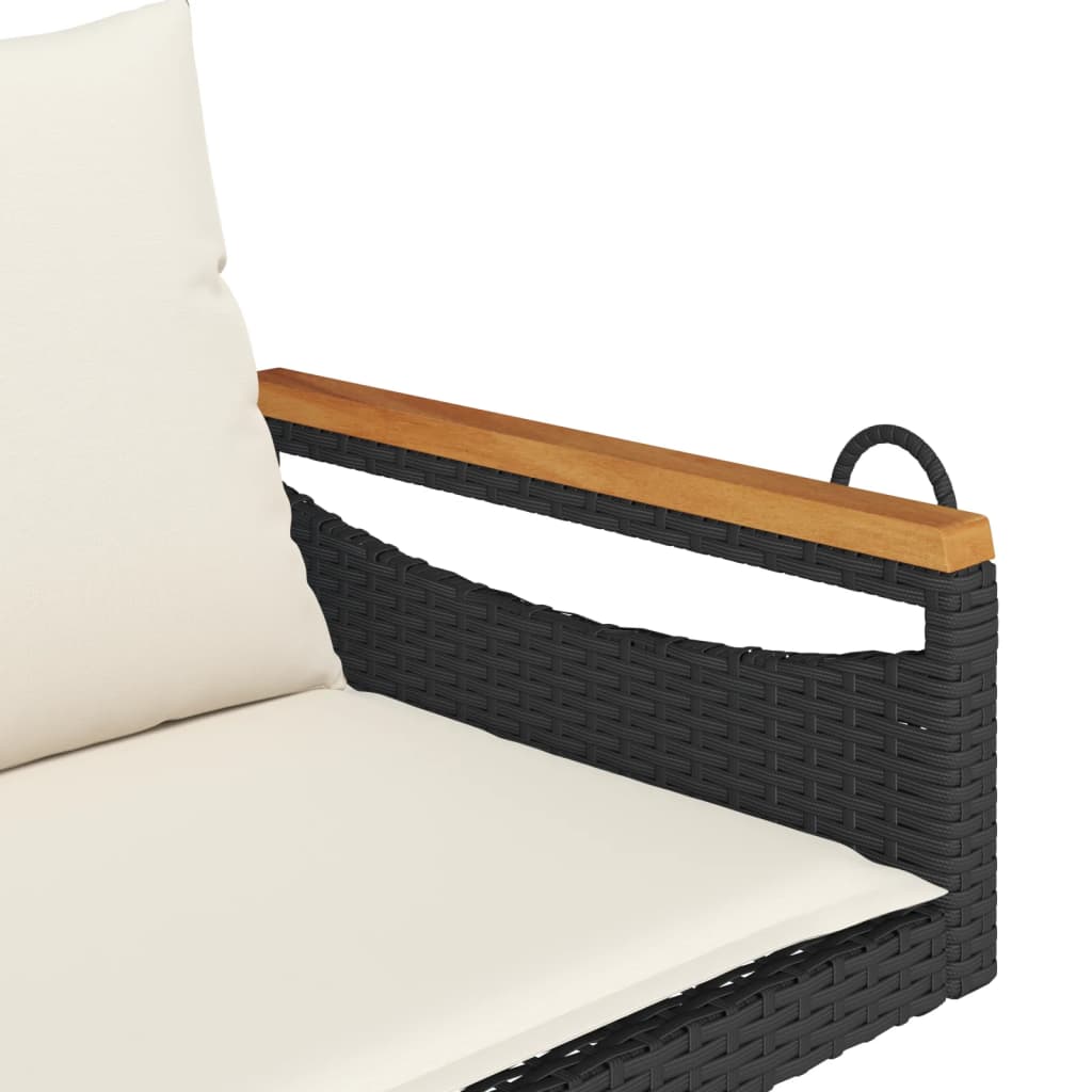 vidaXL Tuinbanken Schommelbank met kussens 109x62x40 cm poly rattan zwart