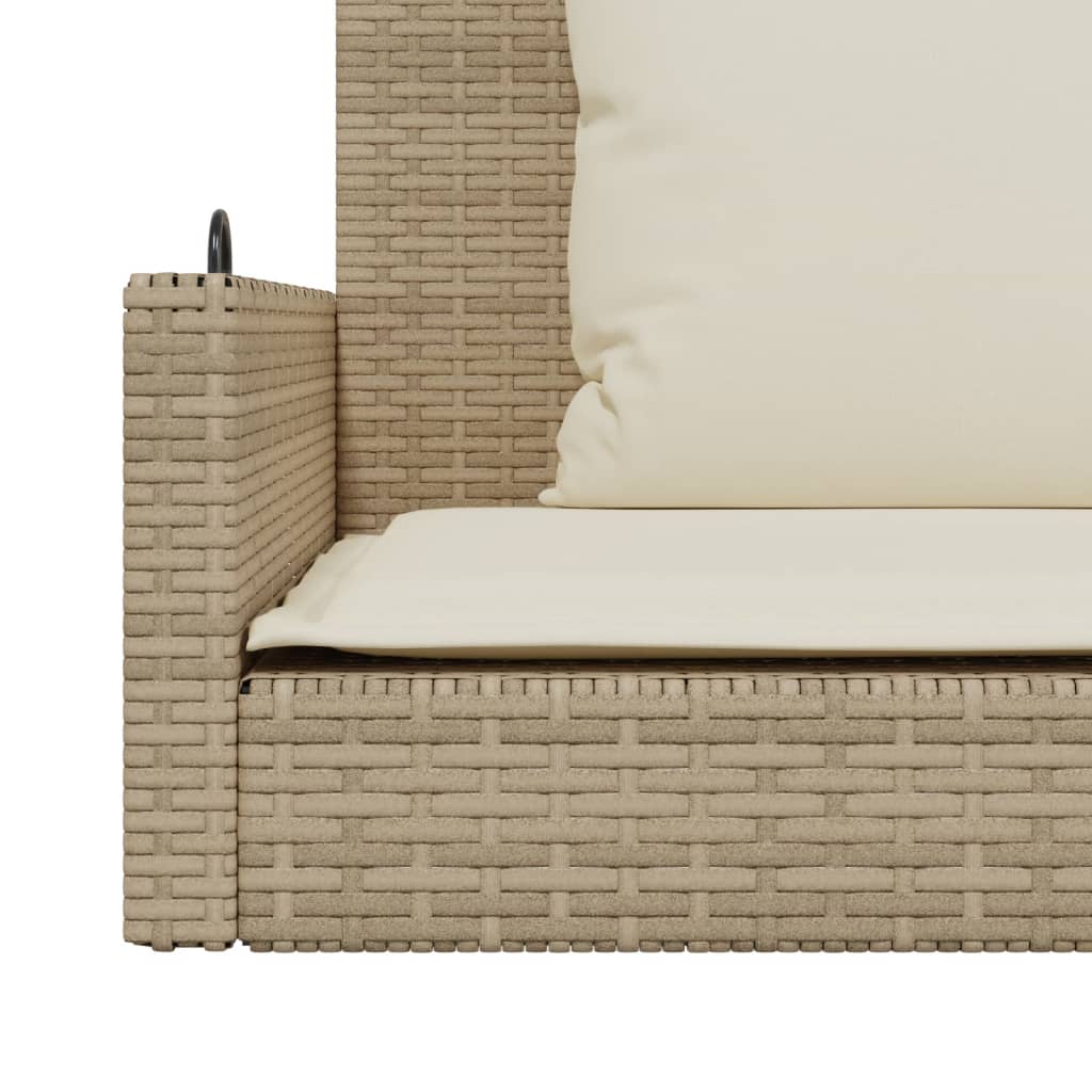 vidaXL Tuinbanken Schommelbank met kussens 119x56x48 cm poly rattan beige