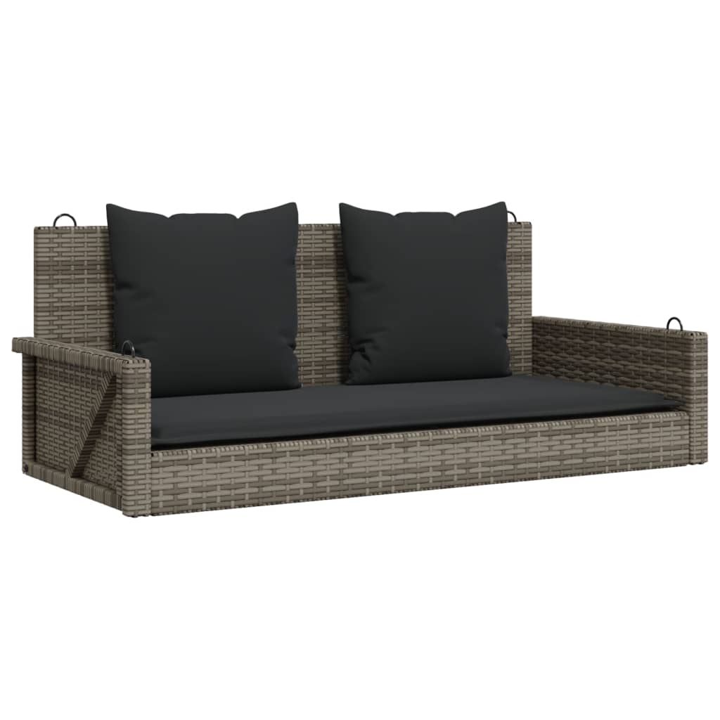 vidaXL Tuinbanken Schommelbank met kussens 119x56x48 cm poly rattan grijs