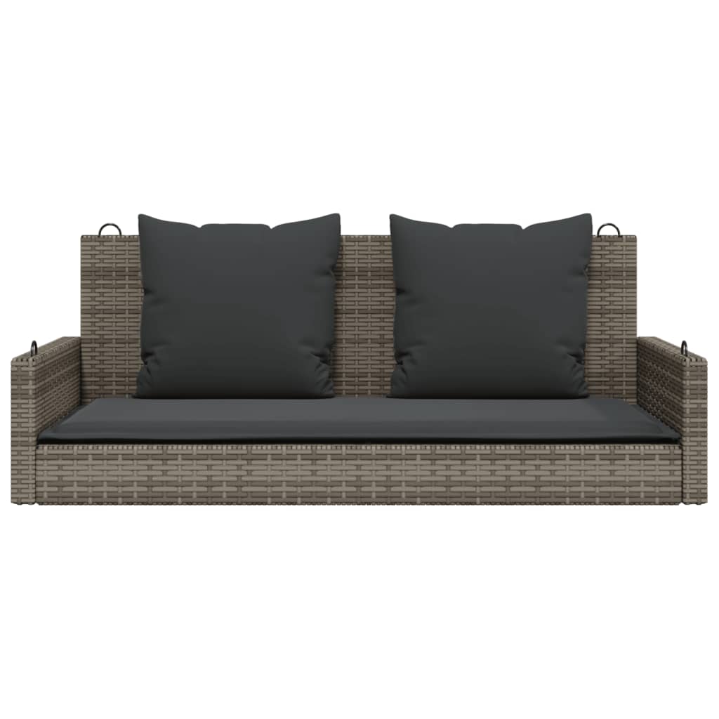 vidaXL Tuinbanken Schommelbank met kussens 119x56x48 cm poly rattan grijs