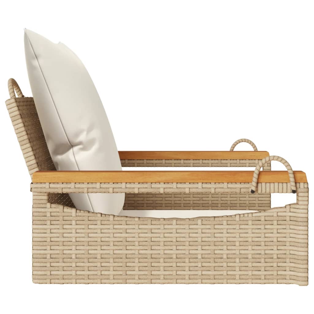 vidaXL Tuinbanken Schommelbank met kussens 63x62x40 cm poly rattan beige