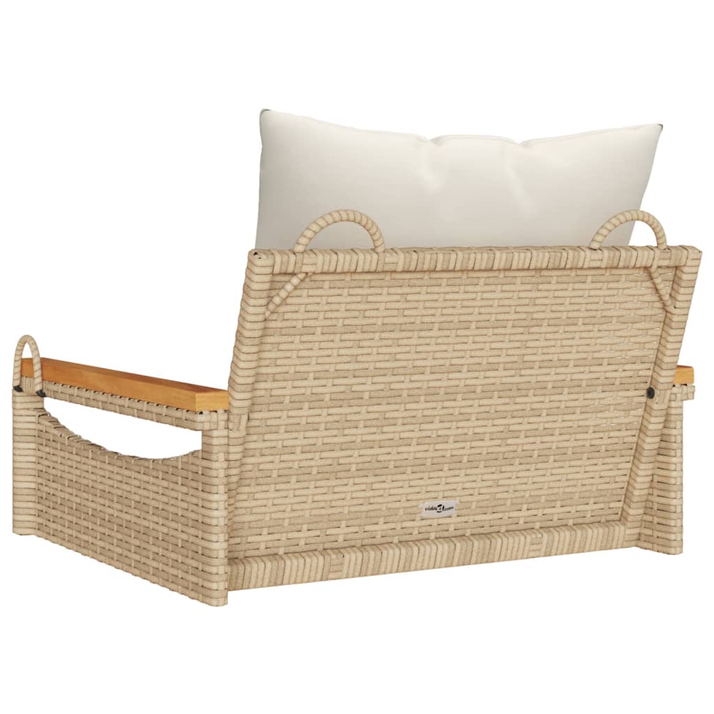 vidaXL Tuinbanken Schommelbank met kussens 63x62x40 cm poly rattan beige