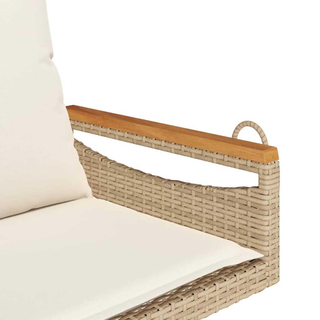 vidaXL Tuinbanken Schommelbank met kussens 63x62x40 cm poly rattan beige