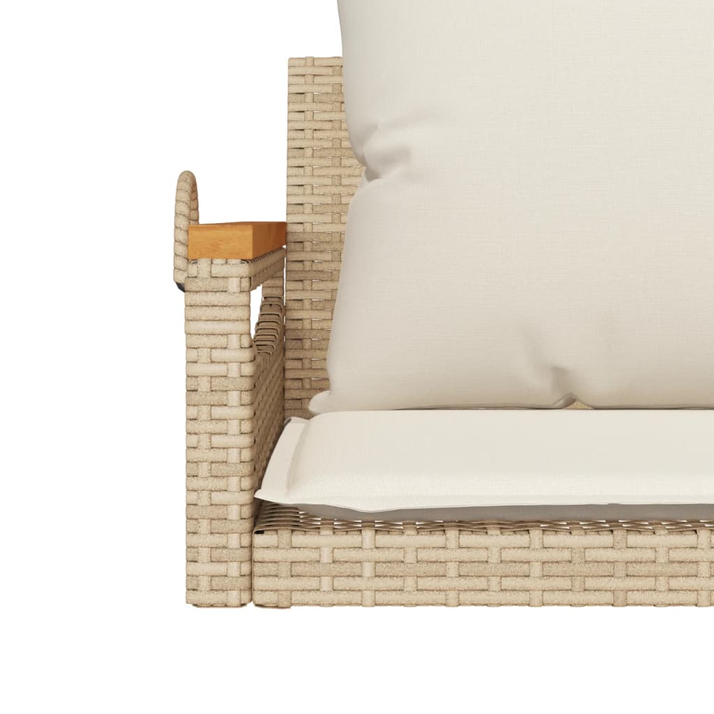 vidaXL Tuinbanken Schommelbank met kussens 63x62x40 cm poly rattan beige