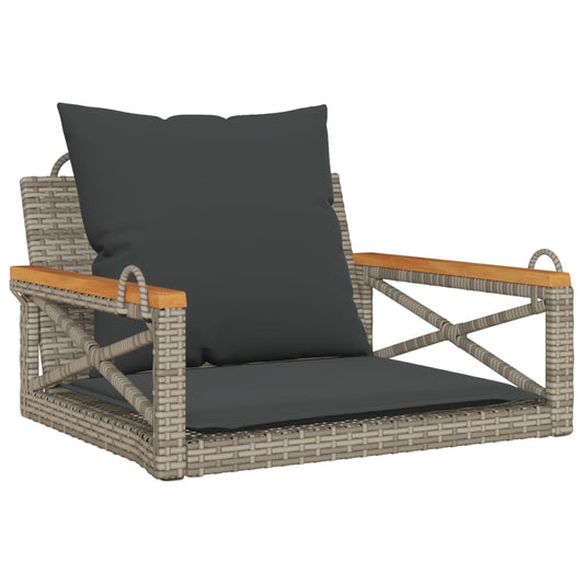 vidaXL Tuinbanken Schommelbank met kussens 63x62x40 cm poly rattan grijs