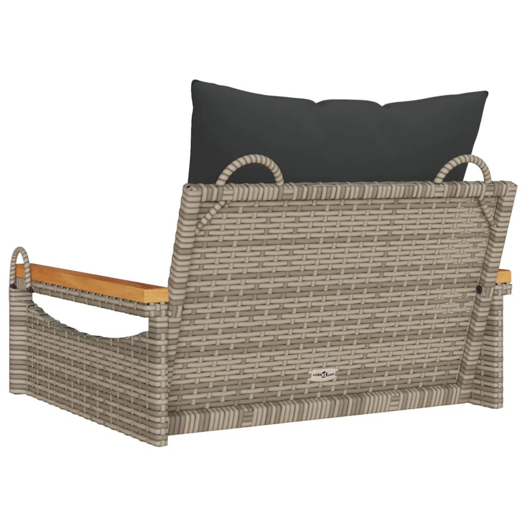 vidaXL Tuinbanken Schommelbank met kussens 63x62x40 cm poly rattan grijs