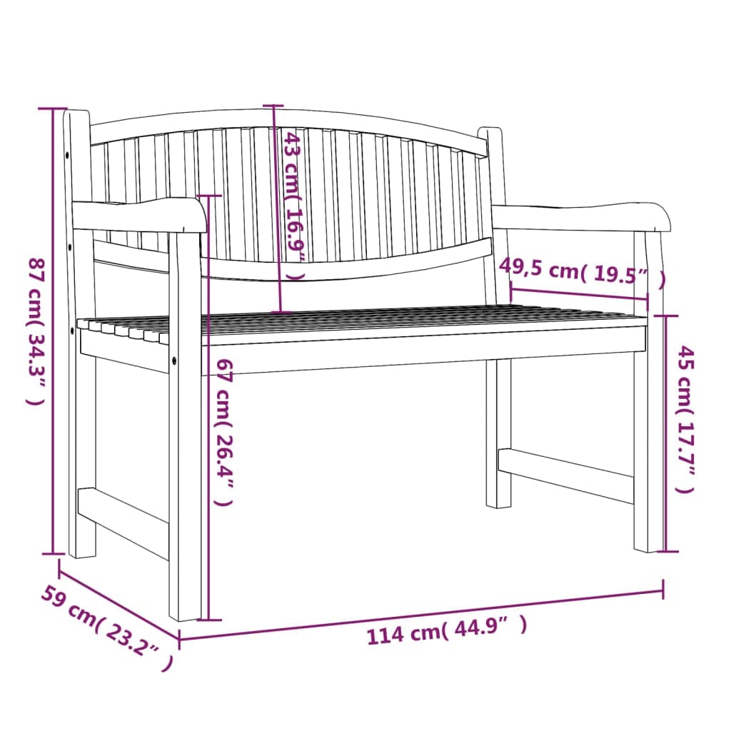 vidaXL Tuinbanken Tuinbank 114x59x87 cm massief teakhout