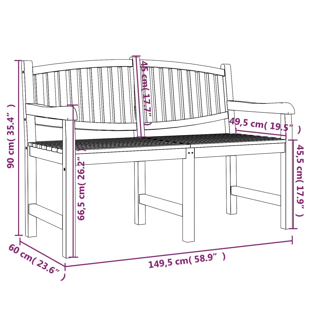 vidaXL Tuinbanken Tuinbank 149,5x60x90 cm massief teakhout