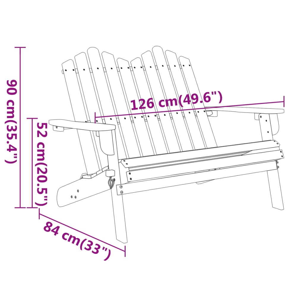 vidaXL Tuinbanken Tuinbank Adirondack 126 cm massief acaciahout