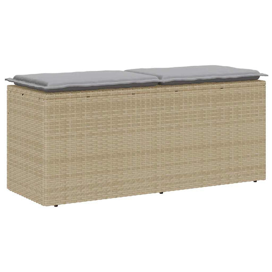 vidaXL Tuinbanken Tuinbank met kussen 110x40x44 cm poly rattan beige