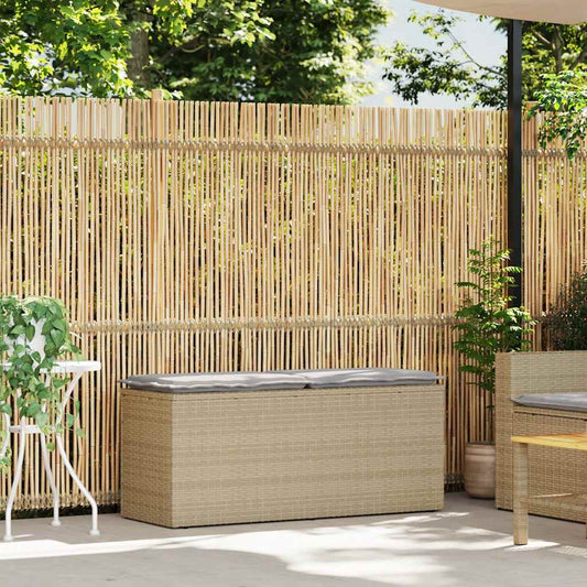 vidaXL Tuinbanken Tuinbank met kussen 110x40x44 cm poly rattan beige