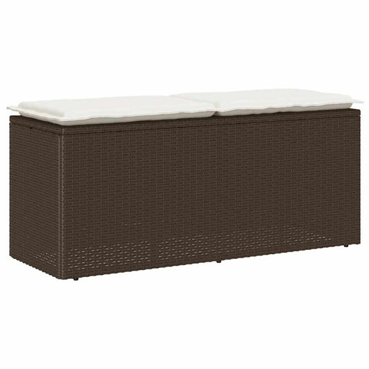 vidaXL Tuinbanken Tuinbank met kussen 110x40x44 cm poly rattan bruin