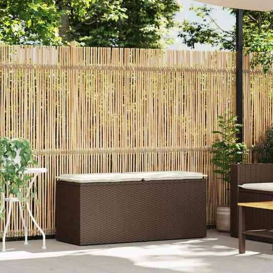 vidaXL Tuinbanken Tuinbank met kussen 110x40x44 cm poly rattan bruin