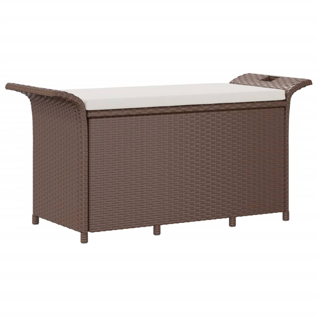 vidaXL Tuinbanken Tuinbank met kussen 116x46x57 cm poly rattan bruin