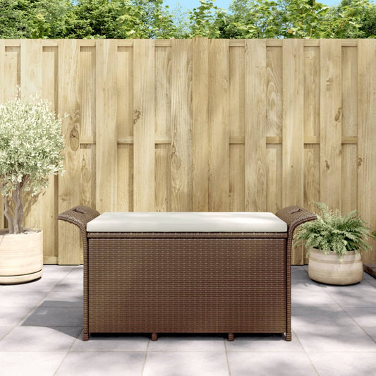 vidaXL Tuinbanken Tuinbank met kussen 116x46x57 cm poly rattan bruin