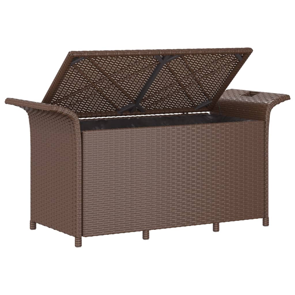 vidaXL Tuinbanken Tuinbank met kussen 116x46x57 cm poly rattan bruin