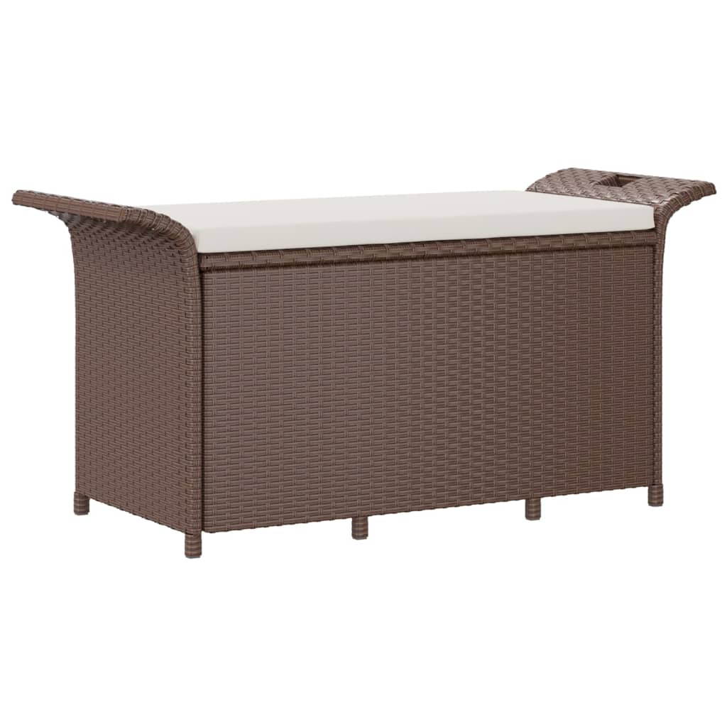 vidaXL Tuinbanken Tuinbank met kussen 116x46x57 cm poly rattan bruin