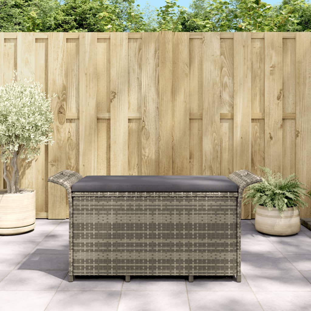 vidaXL Tuinbanken Tuinbank met kussen 116x46x57 cm poly rattan grijs