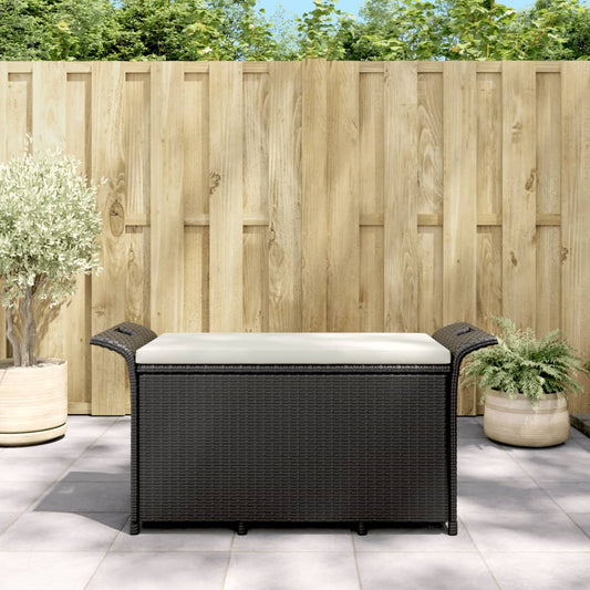 vidaXL Tuinbanken Tuinbank met kussen 116x46x57 cm poly rattan zwart