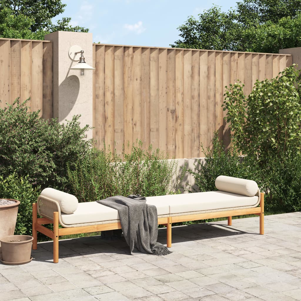 vidaXL Tuinbanken Tuinbank met kussen poly rattan acacia beige