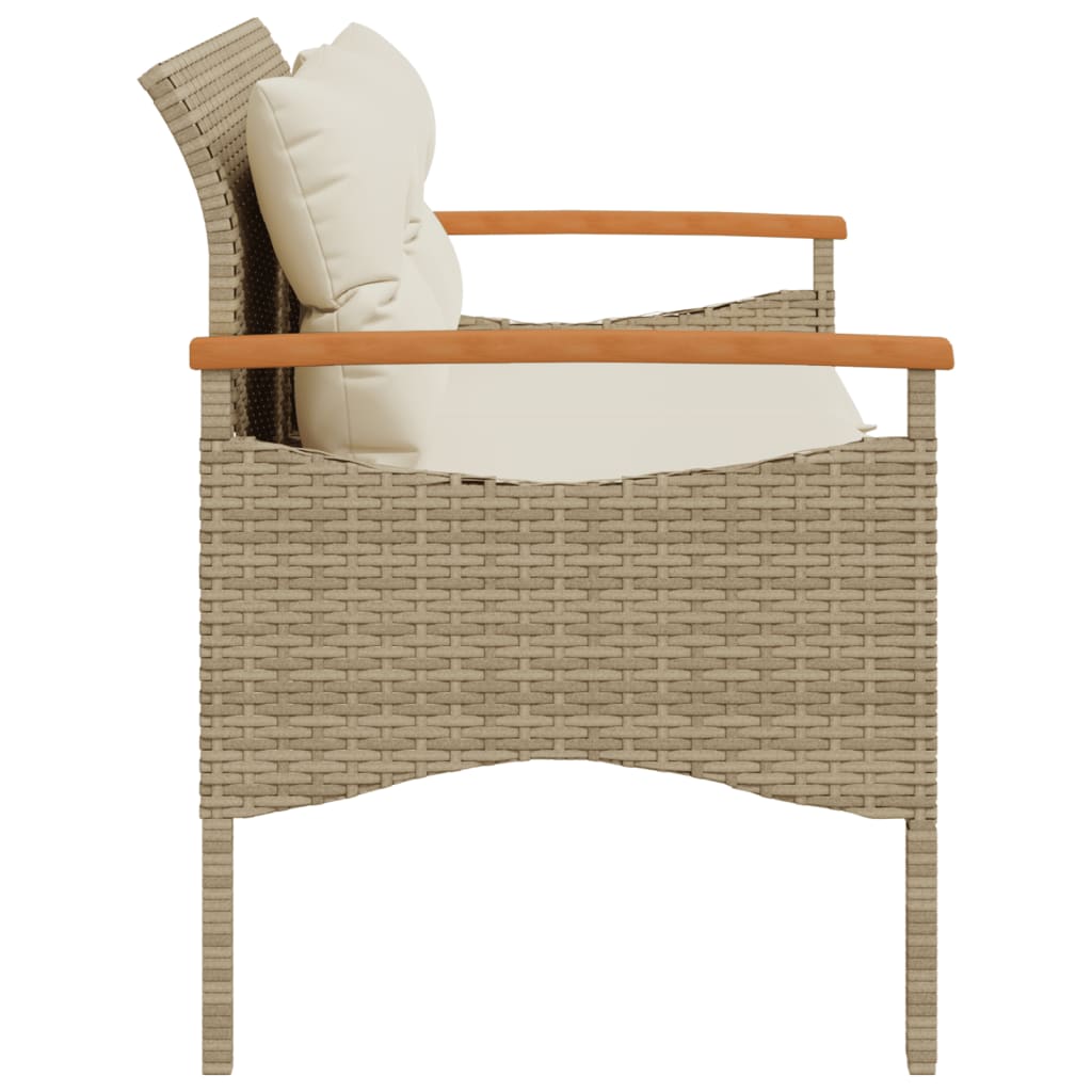 vidaXL Tuinbanken Tuinbank met kussens 116x62,5x74 cm poly rattan beige