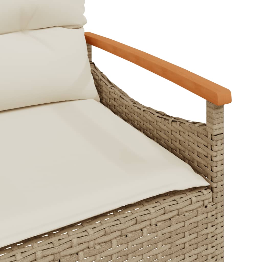 vidaXL Tuinbanken Tuinbank met kussens 116x62,5x74 cm poly rattan beige