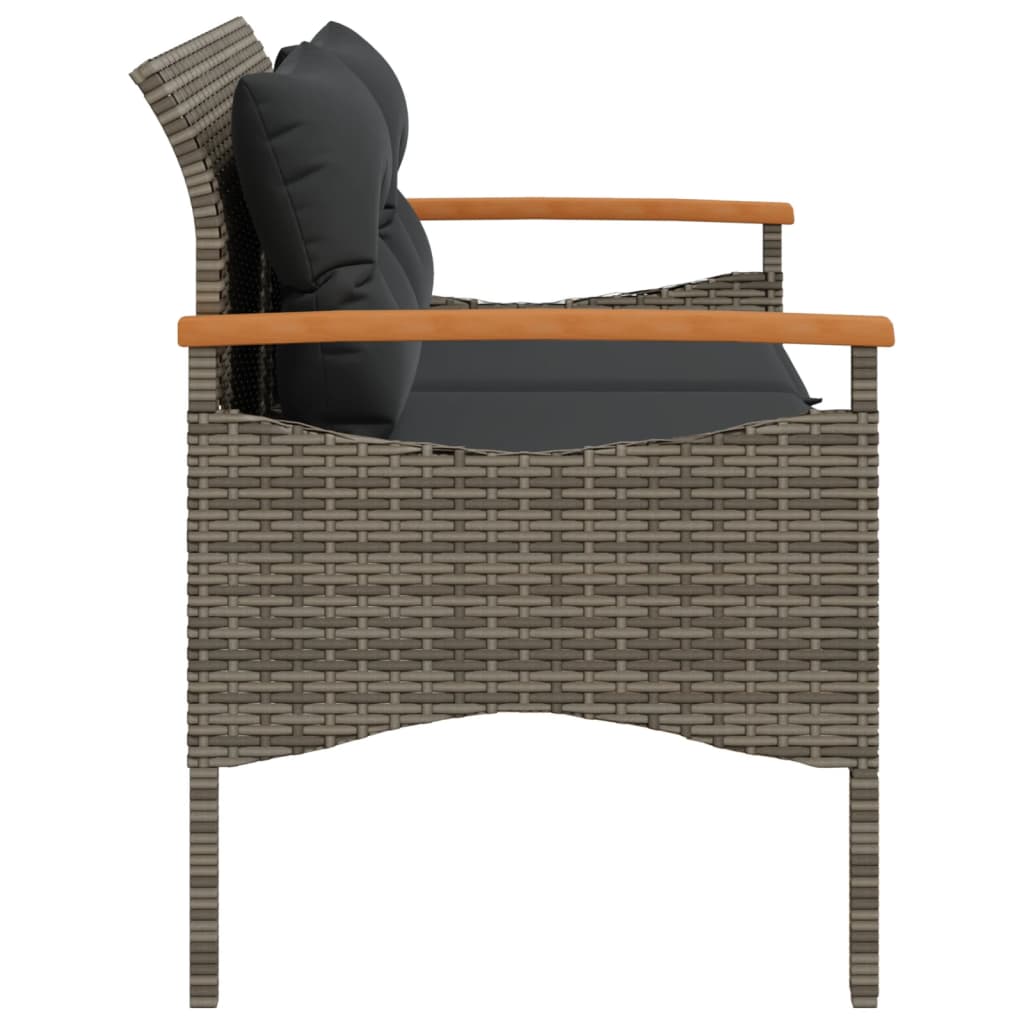 vidaXL Tuinbanken Tuinbank met kussens 116x62,5x74 cm poly rattan grijs