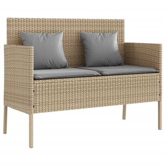 vidaXL Tuinbanken Tuinbank met kussens poly rattan beige