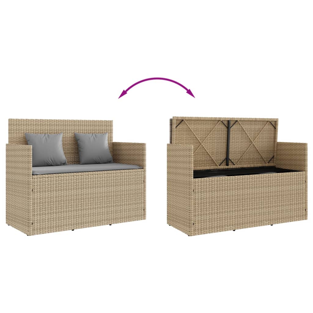 vidaXL Tuinbanken Tuinbank met kussens poly rattan beige