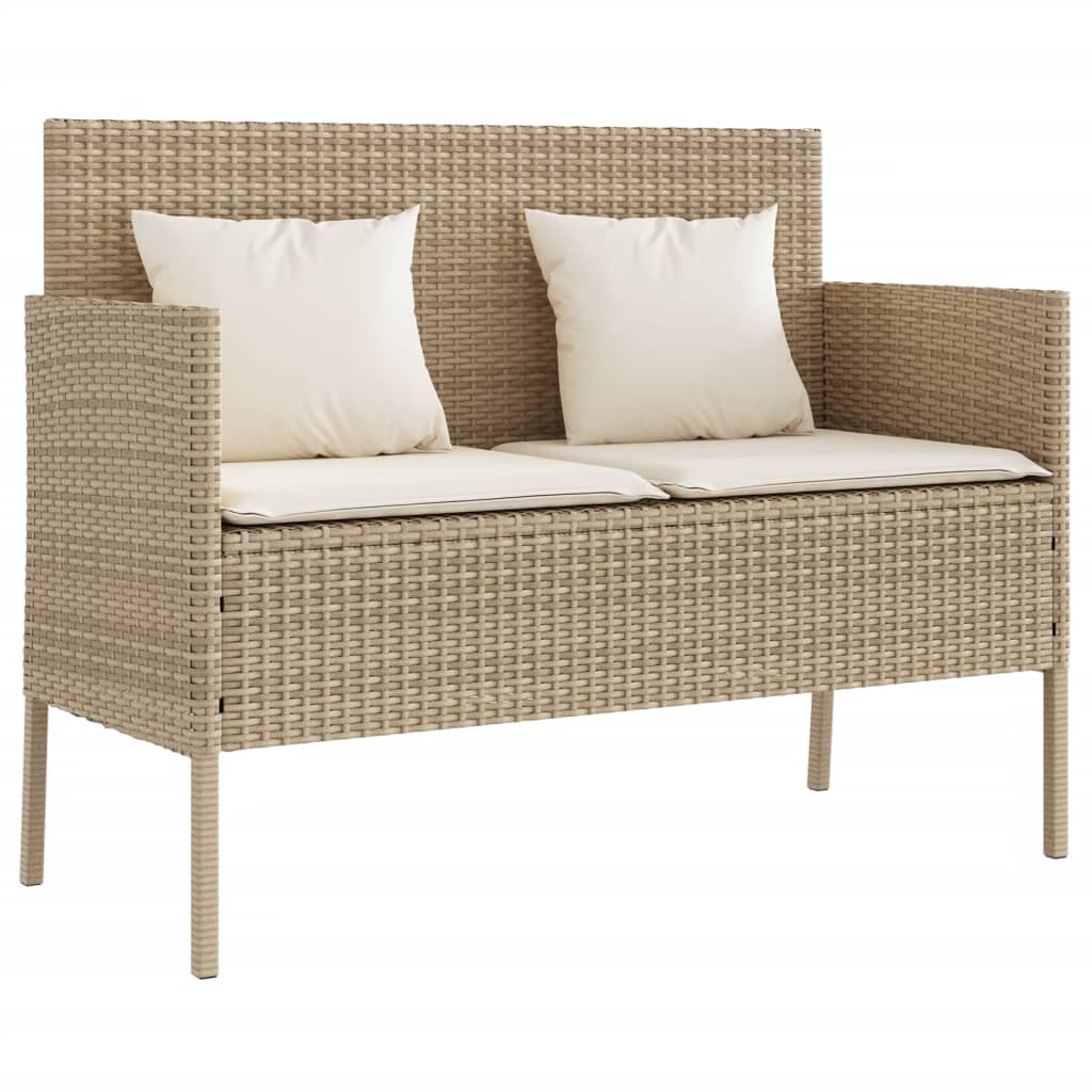 vidaXL Tuinbanken Tuinbank met kussens poly rattan beige