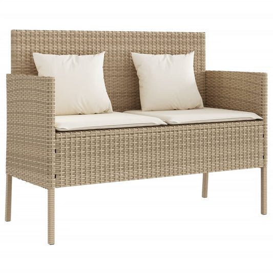 vidaXL Tuinbanken Tuinbank met kussens poly rattan beige