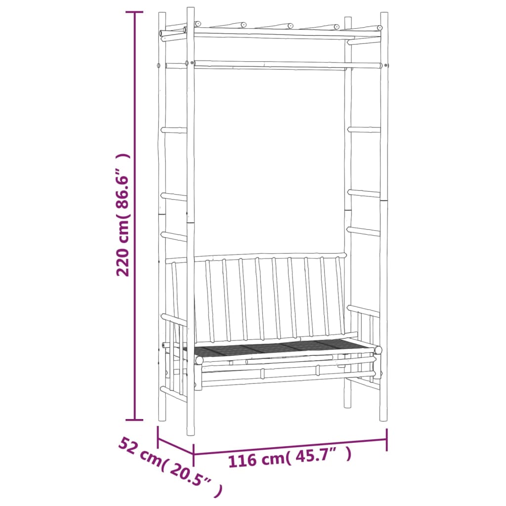 vidaXL Tuinbanken Tuinbank met pergola 116 cm bamboe