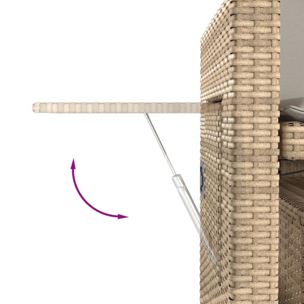 vidaXL Tuinbanken Tuinbankje verstelbaar met kussens poly rattan beige