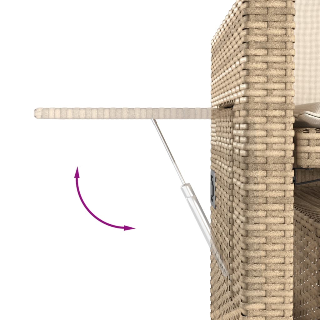 vidaXL Tuinbanken Tuinbankje verstelbaar met kussens poly rattan beige