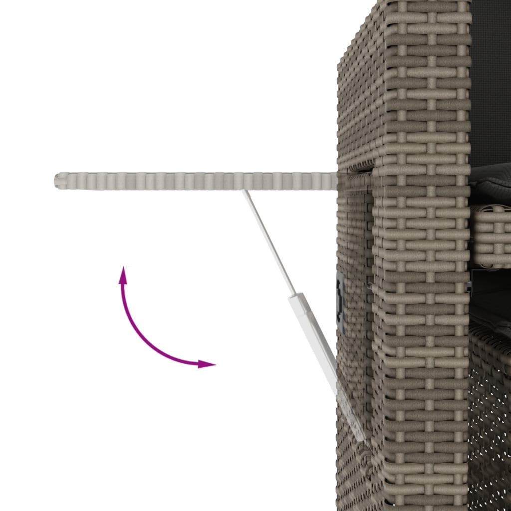 vidaXL Tuinbanken Tuinbankje verstelbaar met kussens poly rattan grijs