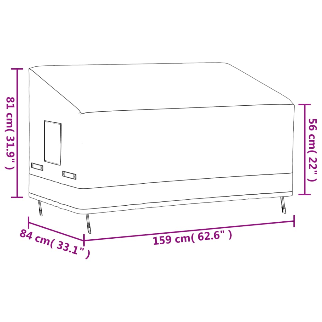 vidaXL Tuinmeubelhoezen Tuinhoes 3-zitsbank 600D 159x84x56/81 cm oxford beige