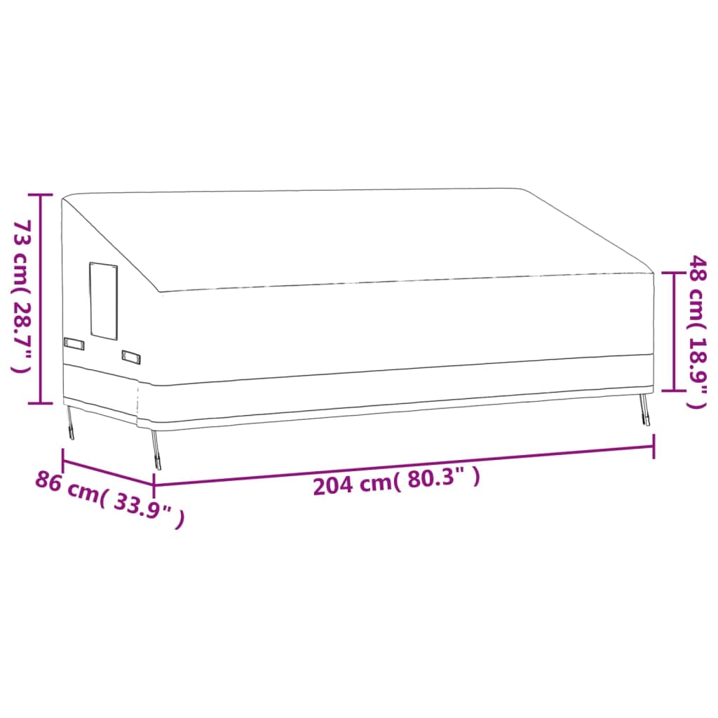 vidaXL Tuinmeubelhoezen Tuinhoes 3-zitsbank 600D 204x86x48/73 cm oxford beige