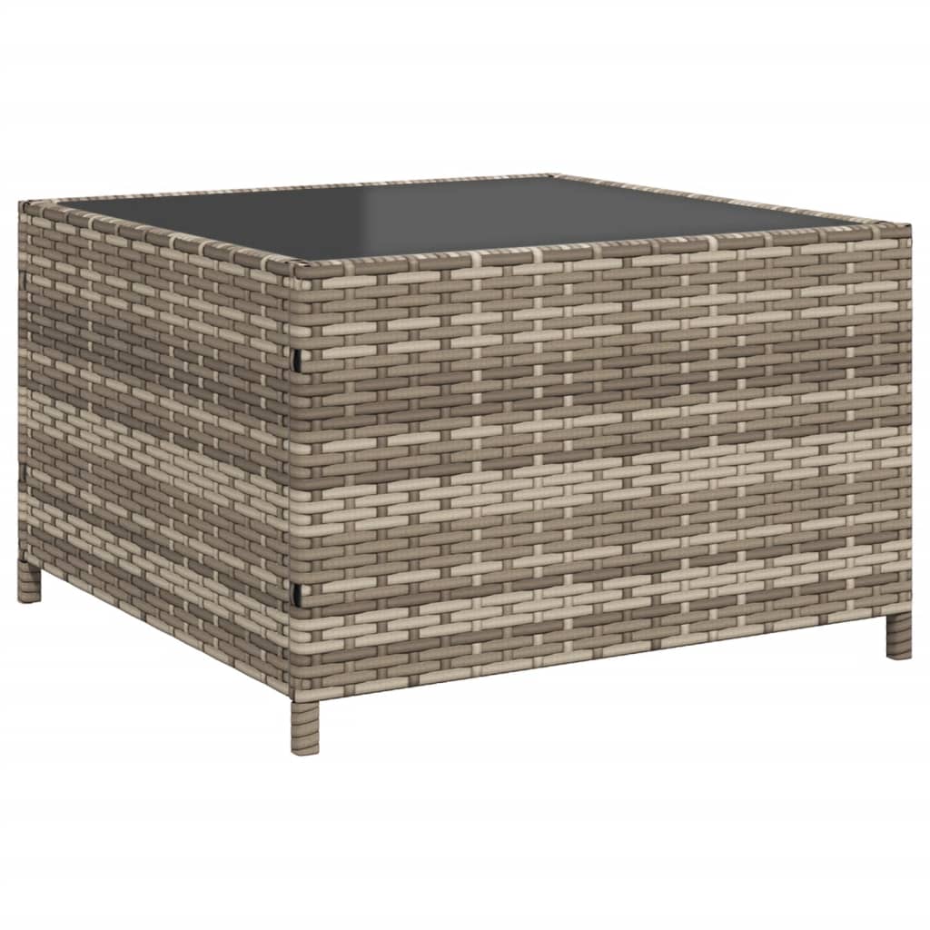 vidaXL Tuinsets Tuinbank met tafel en kussens L-vormig poly rattan grijs